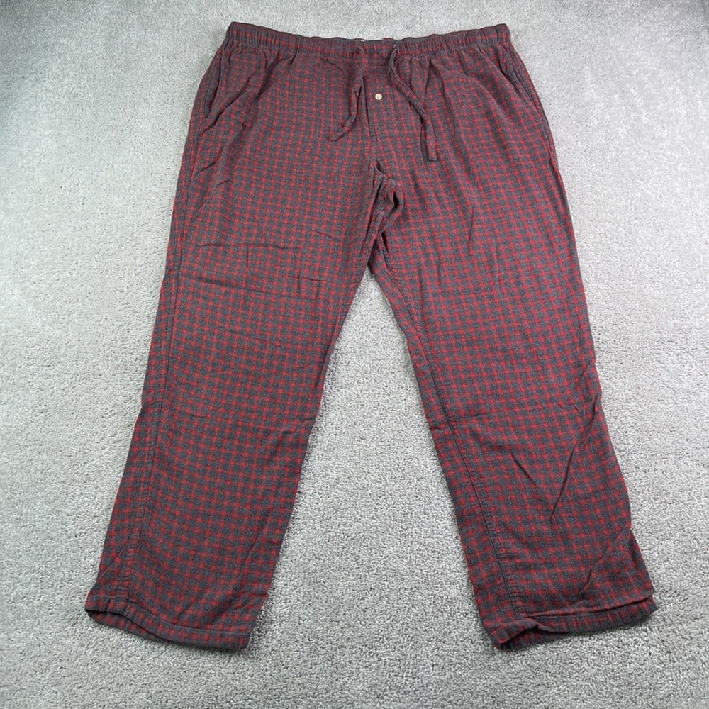 J Crew Pajama Pants Mens XL Red Gray Plaid Flannel Lounge Sleepwear PJ